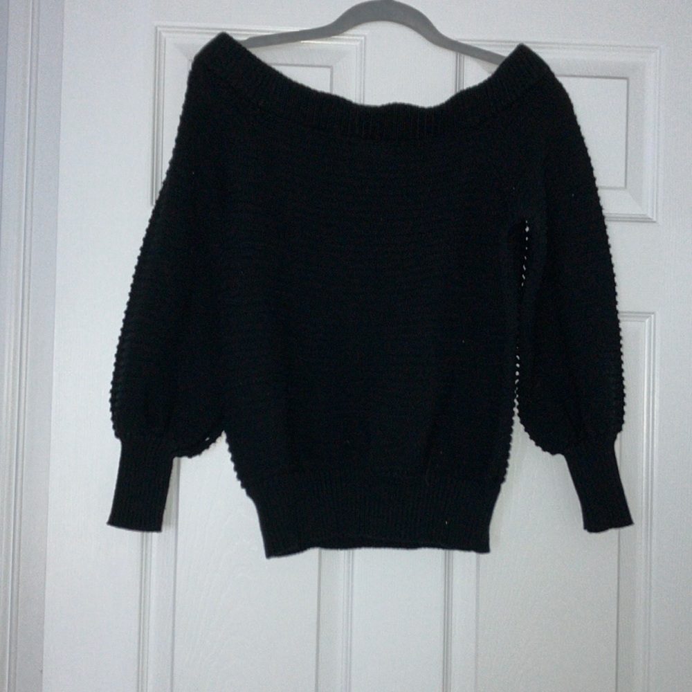 New York & Company Off the Shoulder Black Sweater Size Small